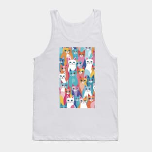 Abstract Cat Odyssey: A Journey Through Colors Tank Top